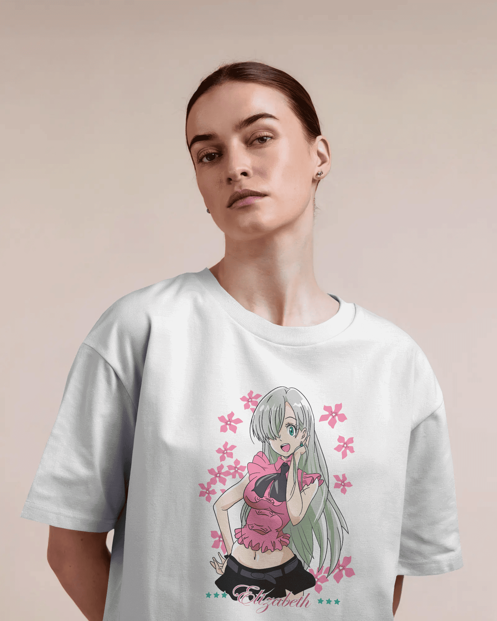 Elizabeth Seven Deadly Sins Tee - White Oversized