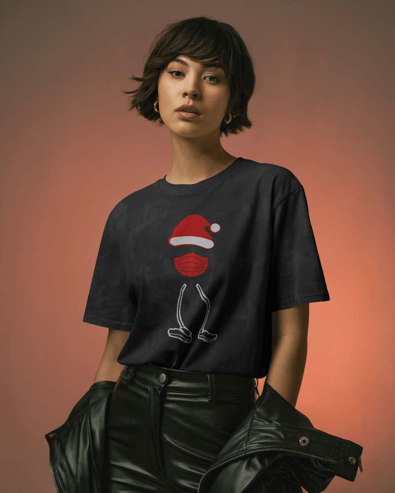 Festive Santa Acid Washed Oversized Tee