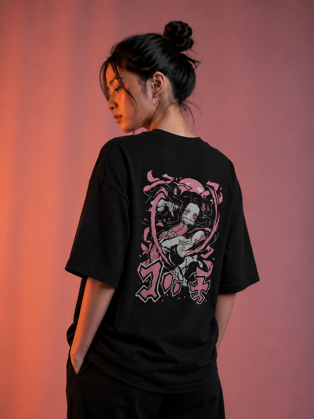 Nezuko Chibi & Action Oversized Tee