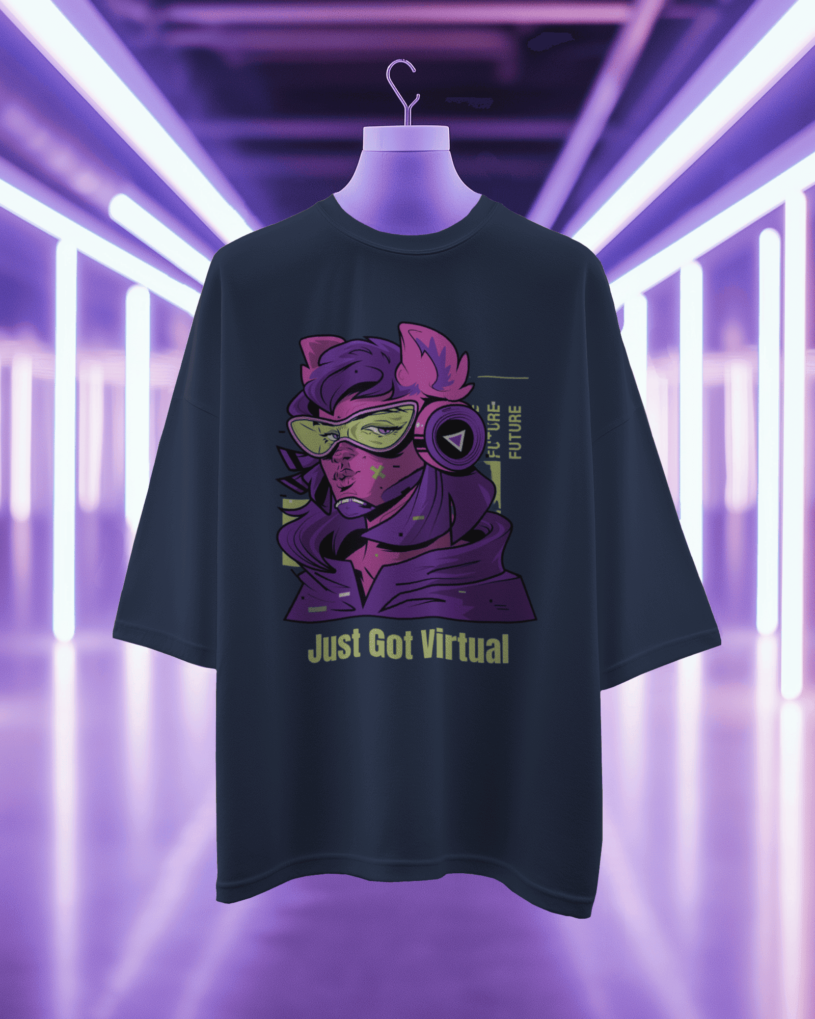 Cyberpunk “Just Got Virtual” Oversized Tee