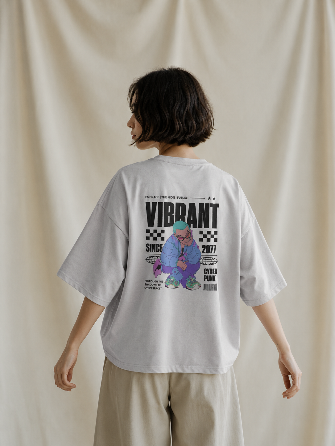 Neon Future – Cyberpunk Oversized Tee - Image 3