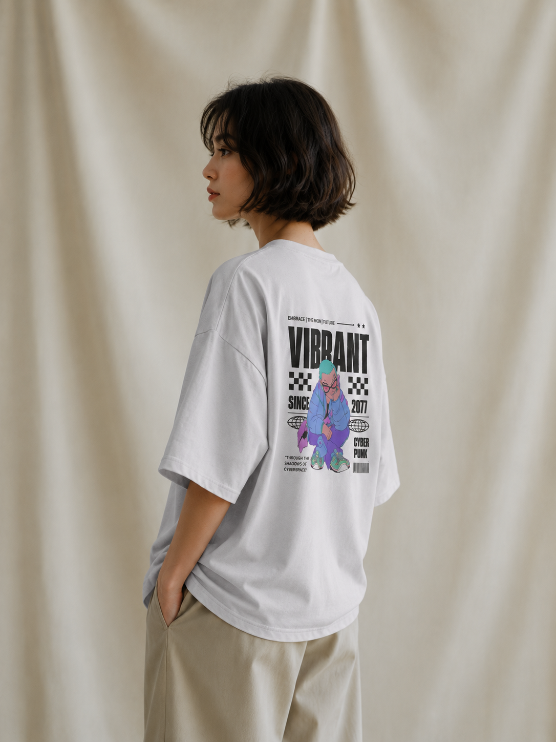 Neon Future – Cyberpunk Oversized Tee - Image 2